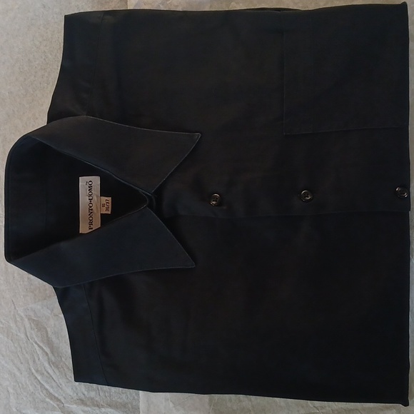Pronto Uomo Long-Sleeve Button Down, 16 36/37, Black. - Picture 1 of 3